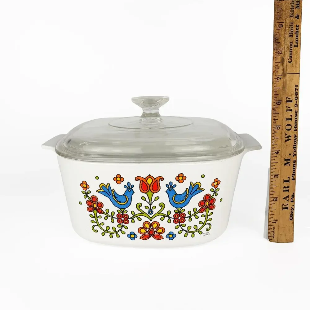 Corning Ware Country Festival 3 Qt Casserole Vintage 1975 Blue Bird
